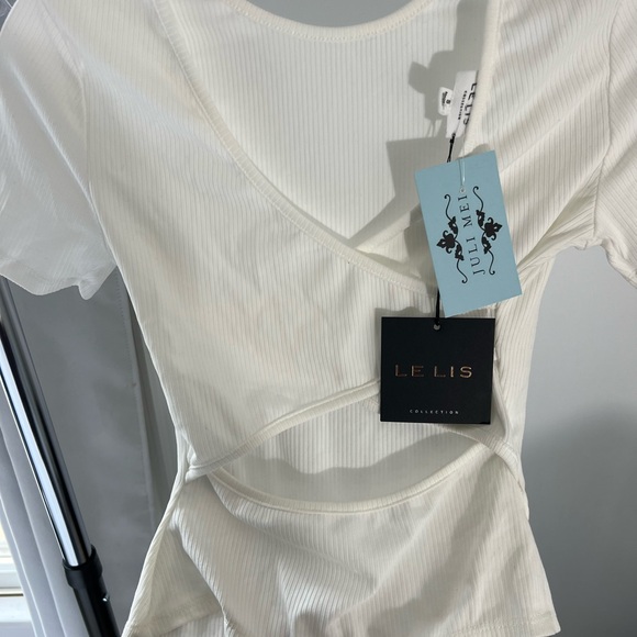 White Bodysuit Criss Cross Open Back - Picture 4 of 4